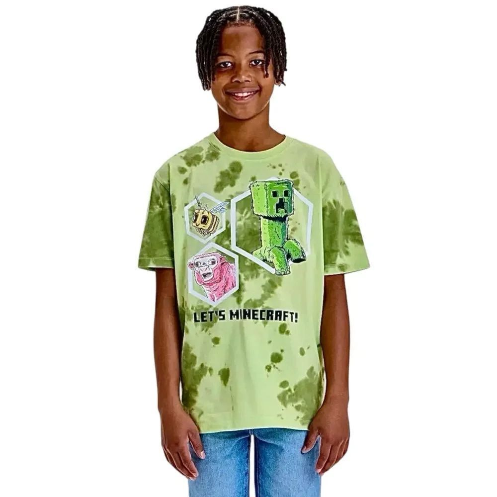 Minecraft Movie T Shirt Green Tie Dye XL Youth Boys